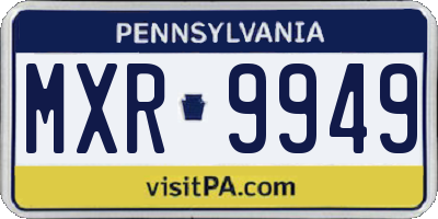 PA license plate MXR9949
