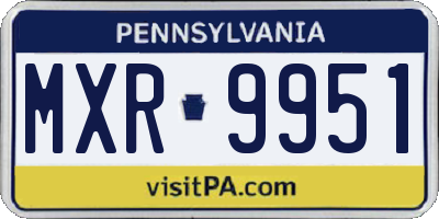 PA license plate MXR9951