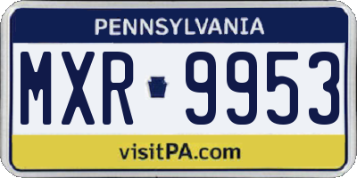 PA license plate MXR9953
