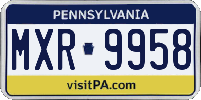 PA license plate MXR9958