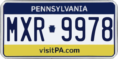PA license plate MXR9978