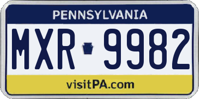 PA license plate MXR9982