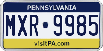 PA license plate MXR9985