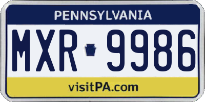 PA license plate MXR9986