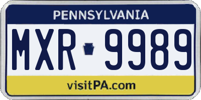 PA license plate MXR9989