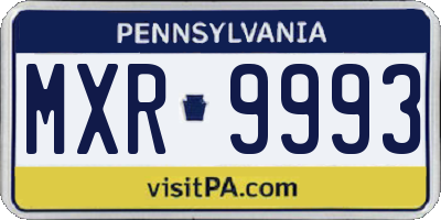 PA license plate MXR9993