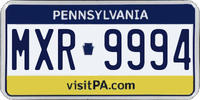 PA license plate MXR9994