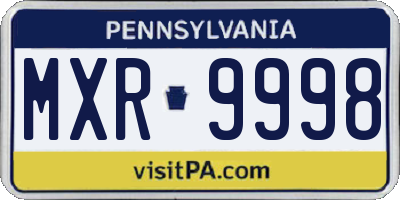 PA license plate MXR9998