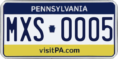 PA license plate MXS0005