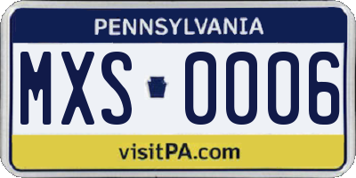PA license plate MXS0006