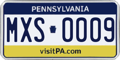 PA license plate MXS0009