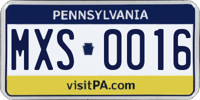 PA license plate MXS0016
