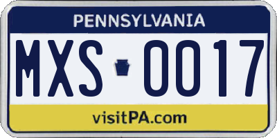 PA license plate MXS0017