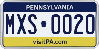 PA license plate MXS0020