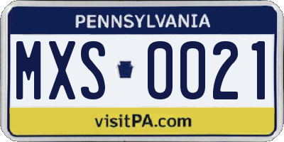 PA license plate MXS0021