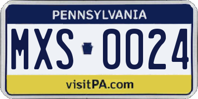 PA license plate MXS0024