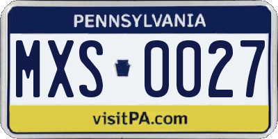PA license plate MXS0027