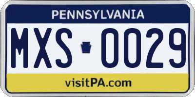 PA license plate MXS0029