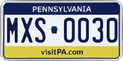 PA license plate MXS0030