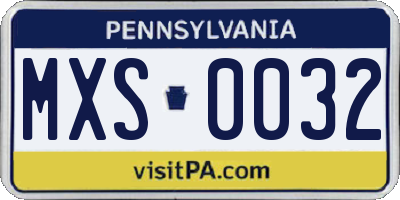 PA license plate MXS0032