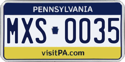 PA license plate MXS0035