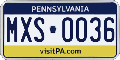 PA license plate MXS0036