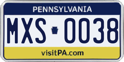 PA license plate MXS0038