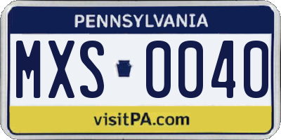 PA license plate MXS0040