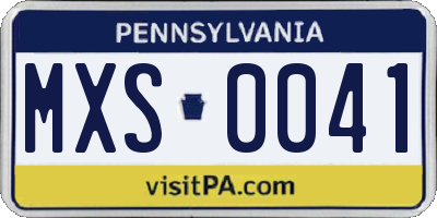 PA license plate MXS0041