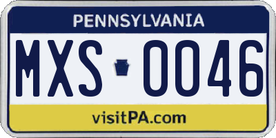 PA license plate MXS0046