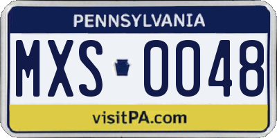 PA license plate MXS0048