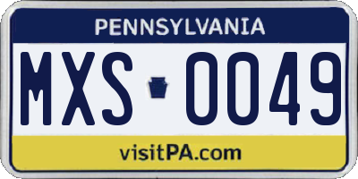 PA license plate MXS0049