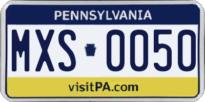 PA license plate MXS0050