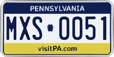 PA license plate MXS0051