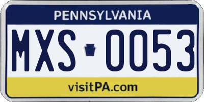 PA license plate MXS0053