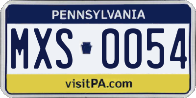 PA license plate MXS0054