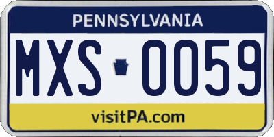 PA license plate MXS0059