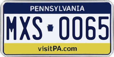 PA license plate MXS0065
