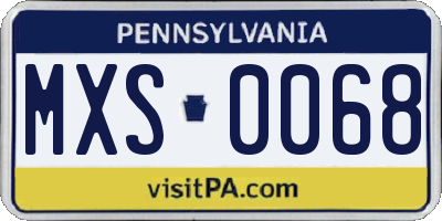 PA license plate MXS0068