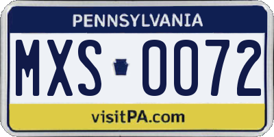 PA license plate MXS0072