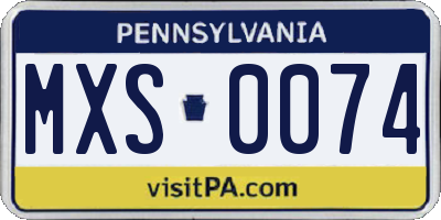 PA license plate MXS0074