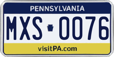 PA license plate MXS0076