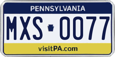PA license plate MXS0077