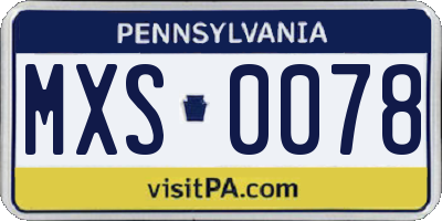 PA license plate MXS0078