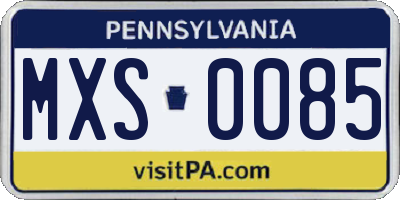 PA license plate MXS0085