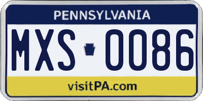 PA license plate MXS0086