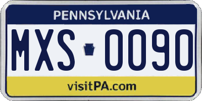 PA license plate MXS0090