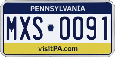 PA license plate MXS0091
