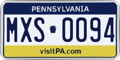 PA license plate MXS0094