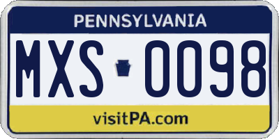 PA license plate MXS0098